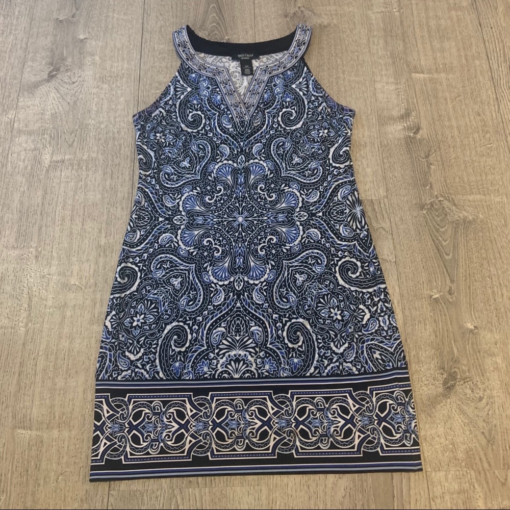 White House Black Market Blue Paisley Dress